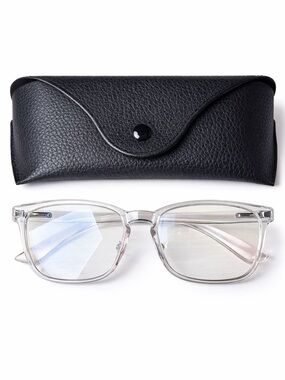 Blue Light Blocking Clear Frame Glasses W Case Computer Work Office Professional